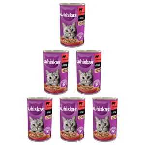 کنسرو غذای گربه بالغ ویسکاس مدل گروی طعم گوشت گاو وزن 400 گرم مجموعه 6 عددی