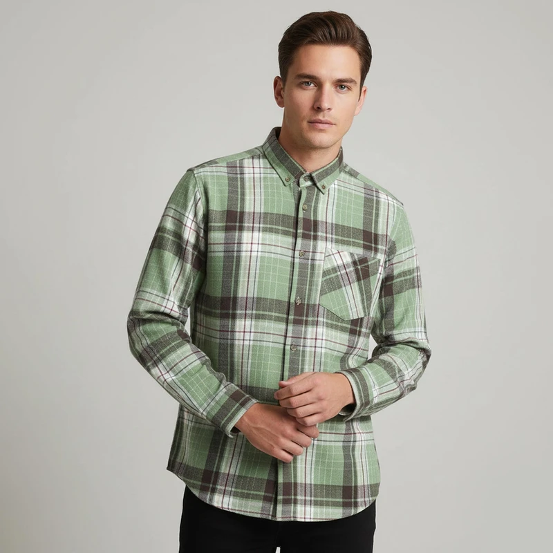 پیراهن آستین بلند یقه برگردان مردانه ال سی وایکیکی مدل W553003Z8