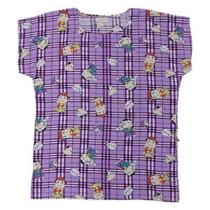 تی شرت آستین کوتاه زنانه مدل نخی تایلندی طرح گاو رنگ بنفش 