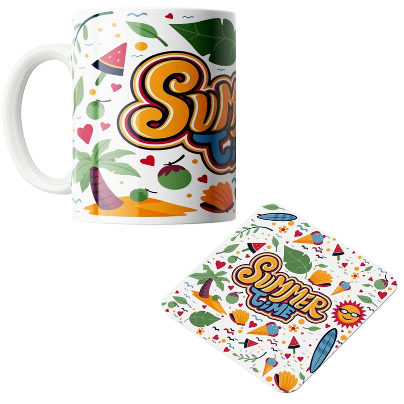 ماگ پاد آفرین مدل وقت تابستان کد DKC363 به همراه زیر لیوانی