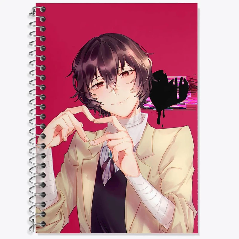 دفتر زبان 50 برگ خندالو مدل سه خط طرح دازای سان انیمه سگ های ولگرد بانگو کد 15644