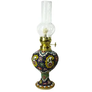 چراغ گردسوز میناکاری مدل گل رومیزی