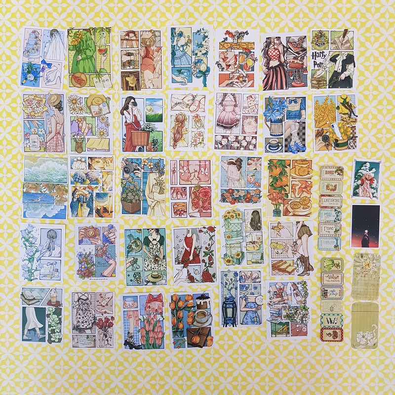 برچسب مدل اسکرپ بوک بولت ژورنال طرح کمیک انیمه مجموعه 49 عددی