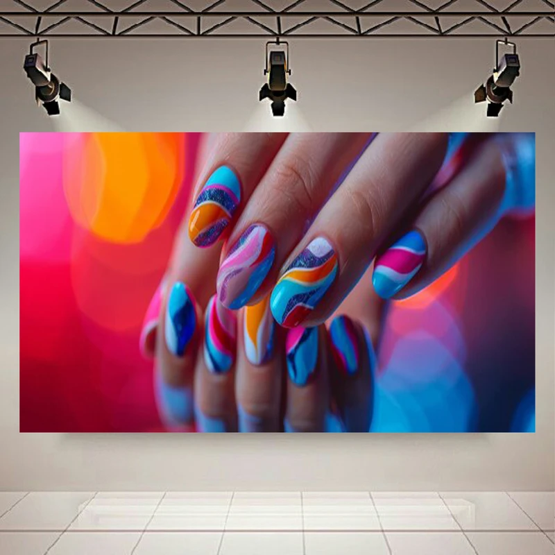  پوستر طرح مخمل دیزاین ناخن راه راه مدل براق کد AR303275