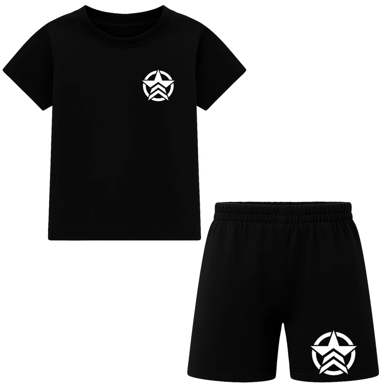 ست تی‌شرت آستین کوتاه و شلوارک راحتی پسرانه مدل M37 طرح ستاره