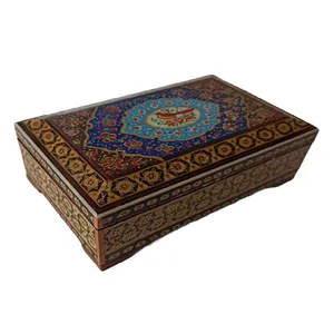 جعبه جواهرات خاتم کاری گل مرغ کد 330