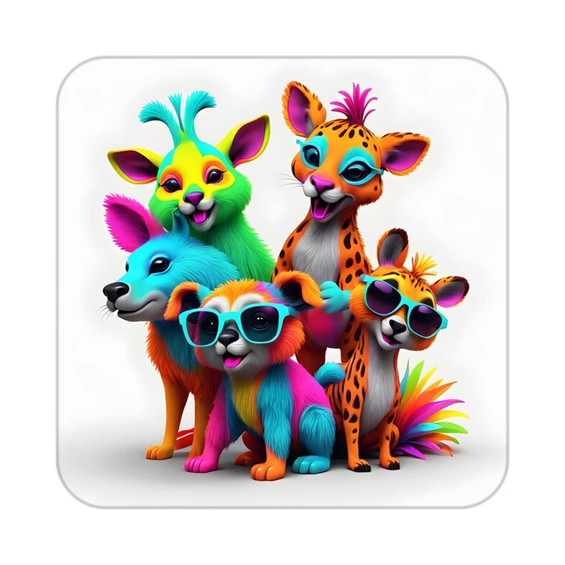 زیر لیوانی کاکتی طرح حیوانات رنگی مدل mp25217