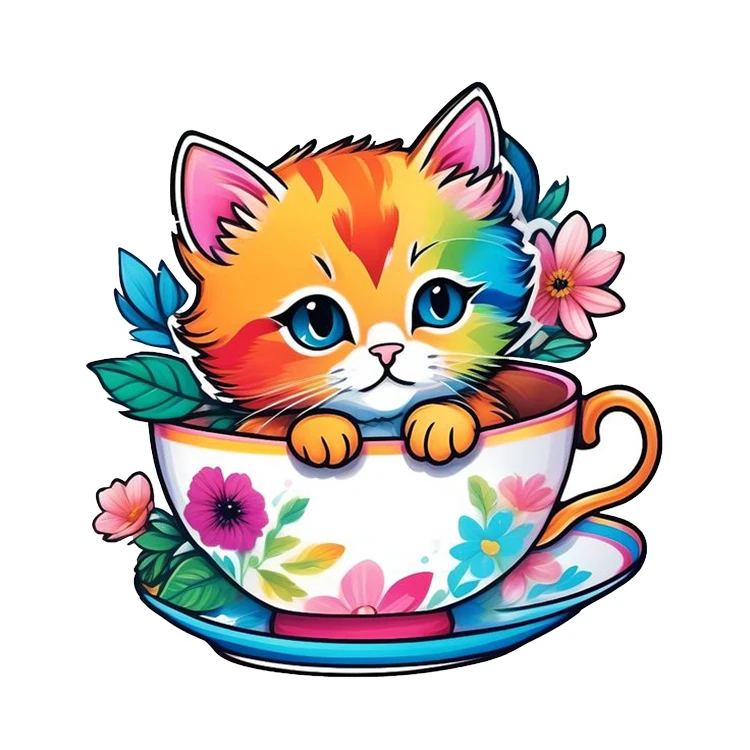 استیکر پارچه و لباس پاد آفرین مدل گربه کد 4058