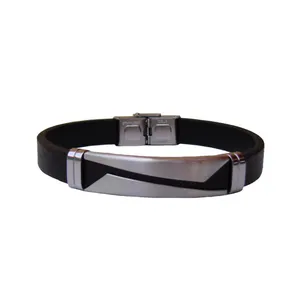 دستبند مدل چرمی آراد کد A1078-Silver