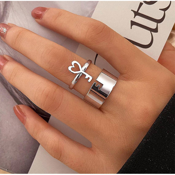 انگشتر زنانه مدل قفل کد 54545489 مجموعه دو عددی