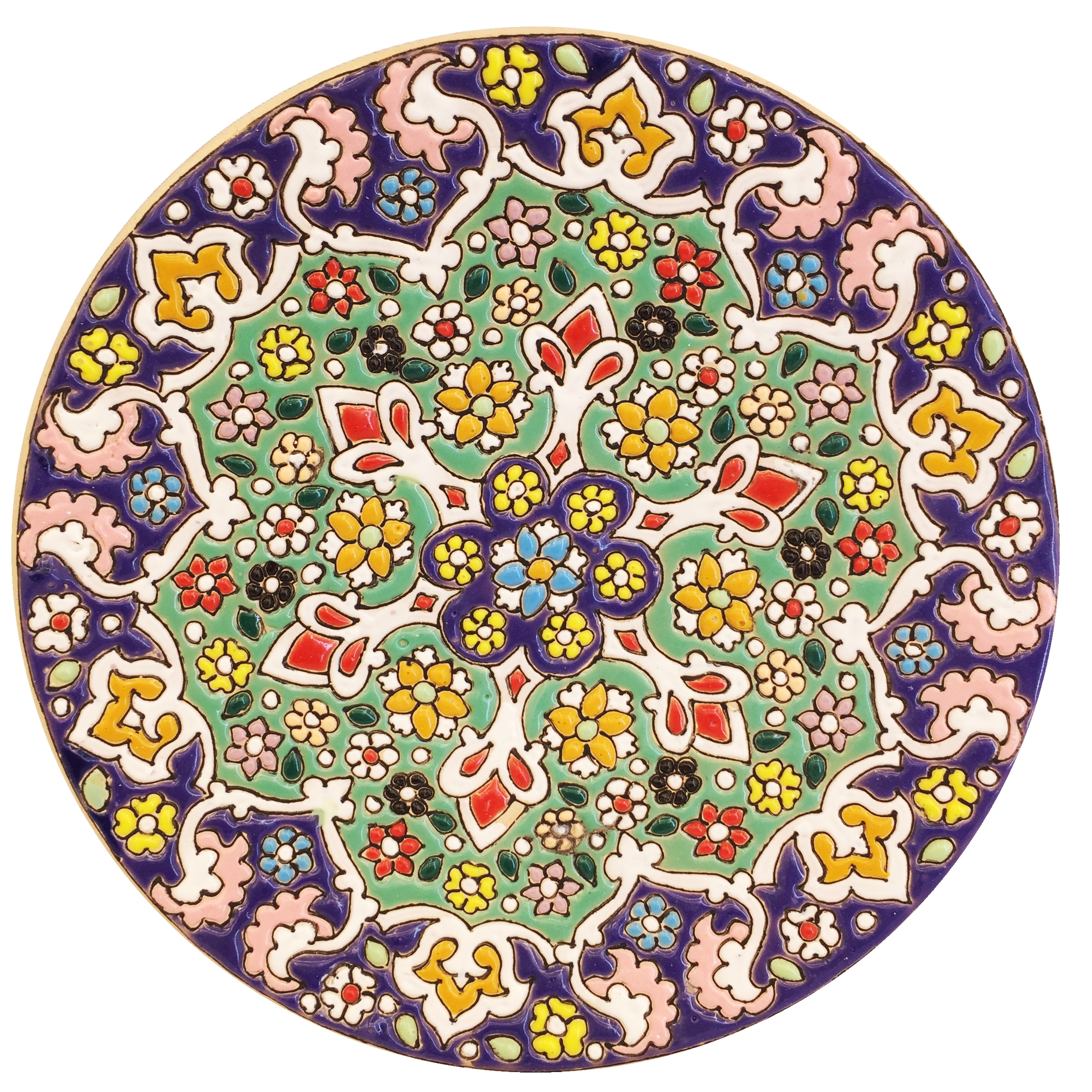 بشقاب میناکاری سفالی زمانیان کد ZMN15051