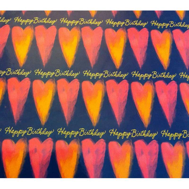 کاغذ کادو مدل Happy Birthday قلبی کد 23 مجموعه 50 عددی