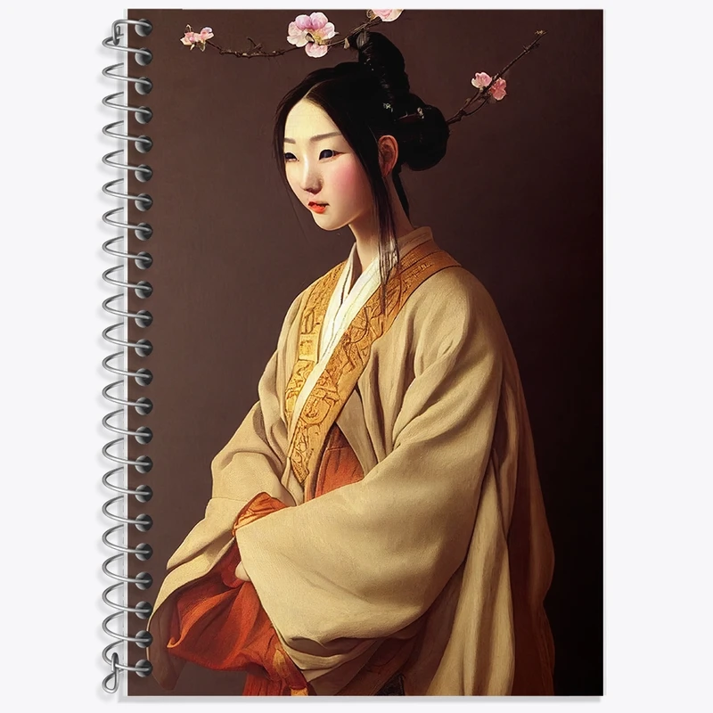 دفتر زبان 50 برگ خندالو مدل دو خط طرح زن ژاپنی کد F1149