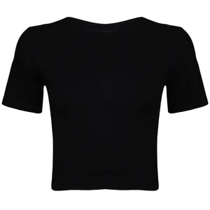 کراپ‌تاپ آستین کوتاه زنانه مدل بندی کد 4517-442 رنگ مشکی