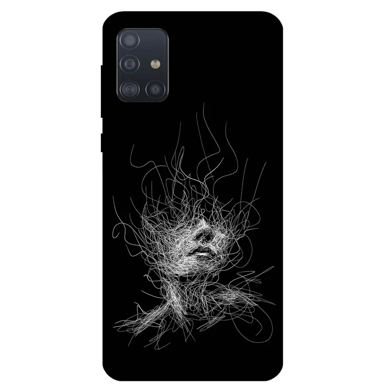 کاور مگافون طرح اسکچ صورت مدل 7423 مناسب برای گوشی موبایل سامسونگ Galaxy A71