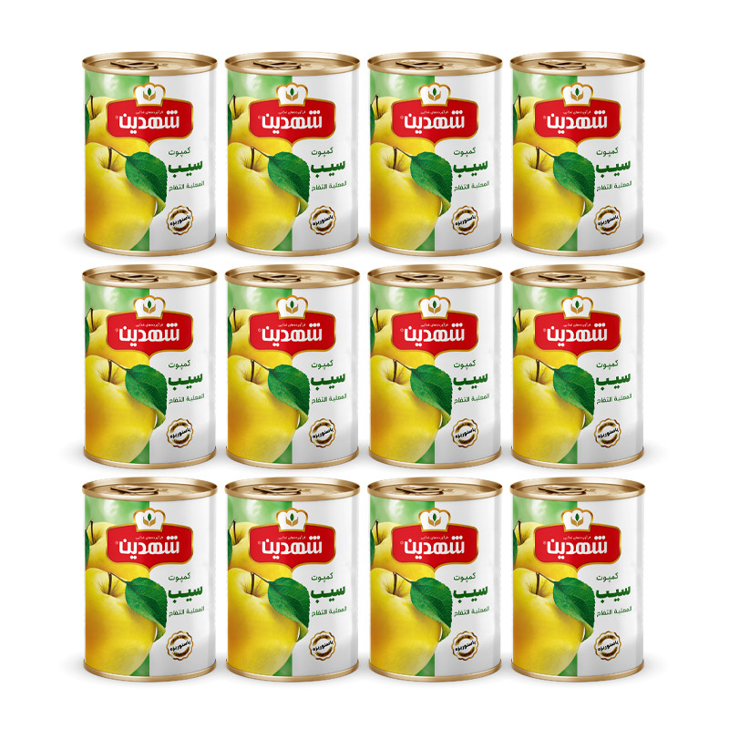 کمپوت سیب شهدین - 370 گرم بسته 12 عددی