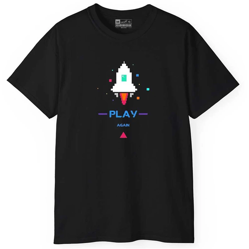 تی شرت آستین کوتاه مردانه پاد آفرین مدل فضاپیما و کهکشانی کد 0351