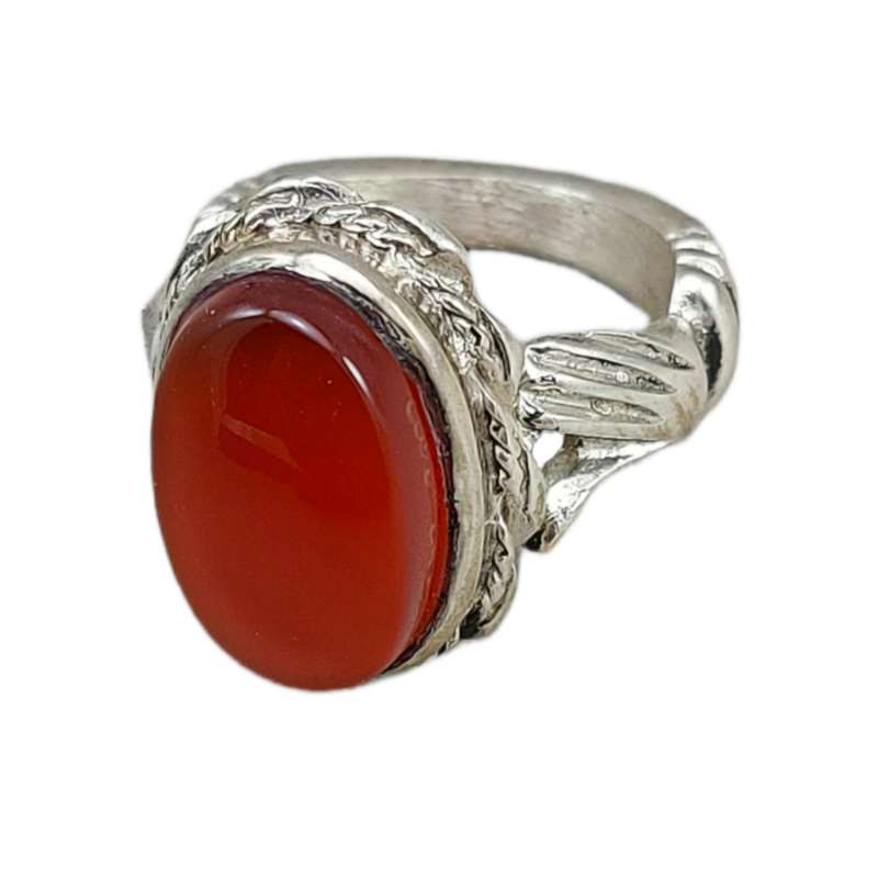 انگشتر نقره مردانه مدل عقیق خراسانی رکاب دست دلبر