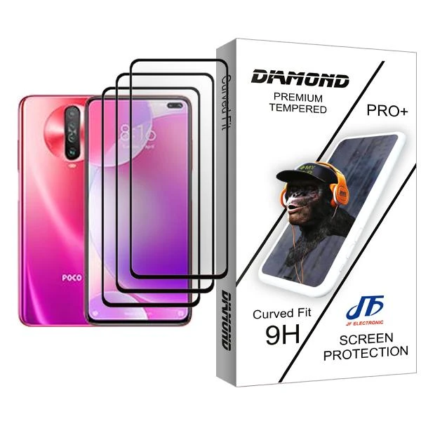 محافظ صفحه نمایش جی اف مدل Diamond Glass MIX003 مناسب برای گوشی موبایل شیائومی Poco X2 بسته سه عددی