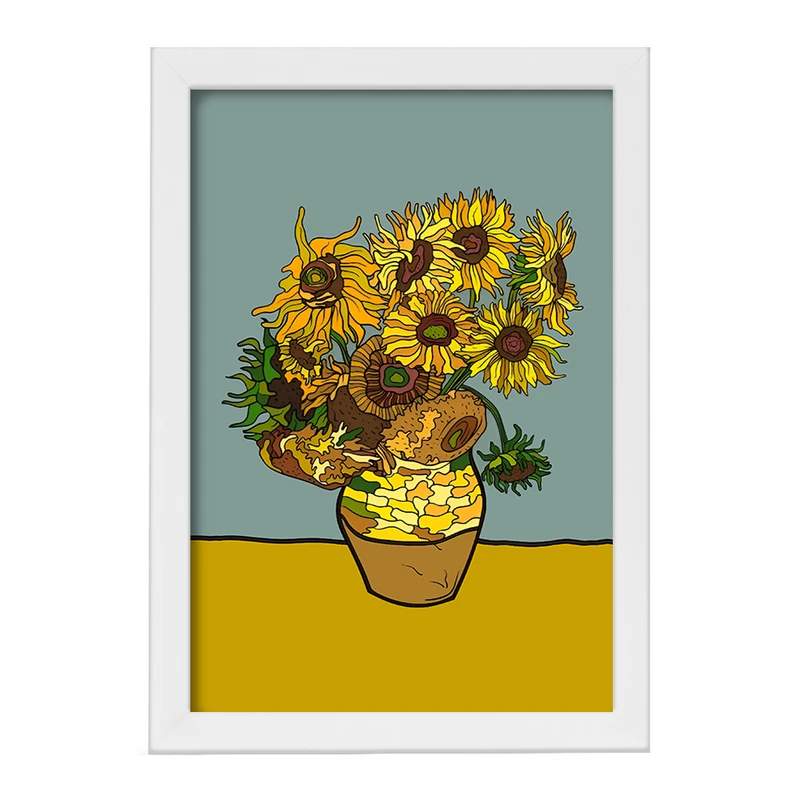 تابلو خندالو مدل گلدان آفتابگردان ونسان ونگوگ کد F12839