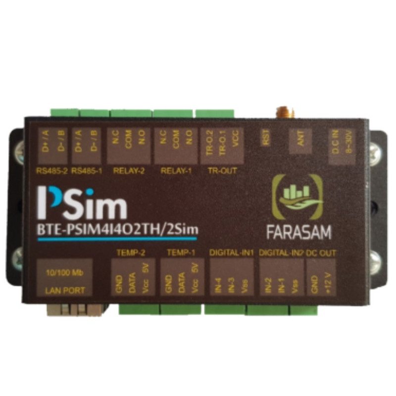 ماژول هوشمند کنترل و مانیتورینگ  فراسام مدل BTE-PSIM4I4O2TH/2SIM
