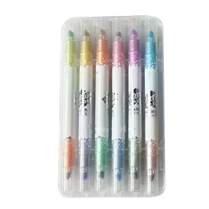 ماژیک علامت گذار مدل اکلیلی پاستیلی دو سر 12 رنگ مجموعه 6 عددی