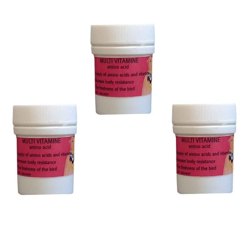 پودره ویتامین و اسید آمینه های ضروری پرنده مدل A+A کد P018V وزن 18 گرم مجموعه 3 عددی