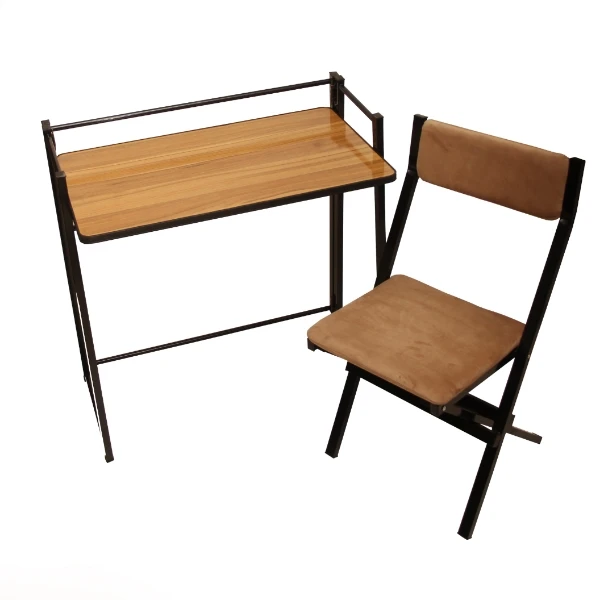 ست میز تحریر و صندلی مبله مشتاق مدل تاشو دانشجویی پنجره ای کد 4