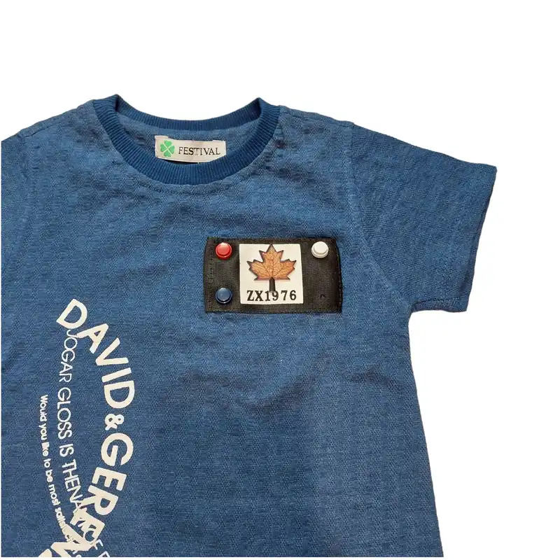 تی شرت آستین کوتاه نوزادی مدل ASH719 رنگ سورمه ای