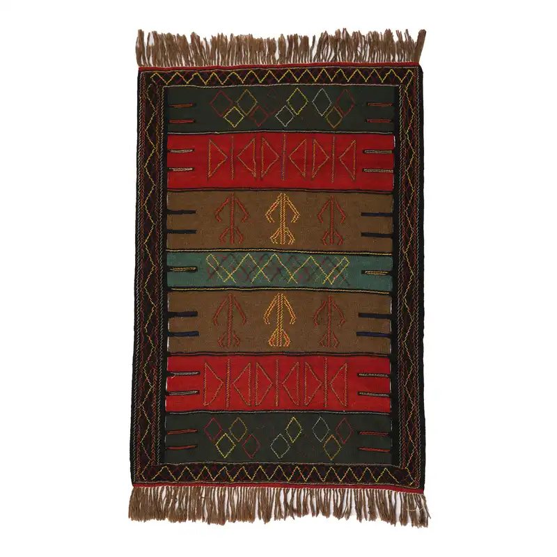 گلیم دستبافت دو متری مدل سفره کردی کد 40205481