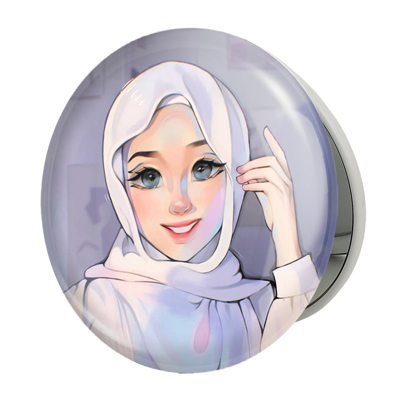 آینه جیبی خندالو طرح دخترانه باحجاب مدل تاشو کد 26018 