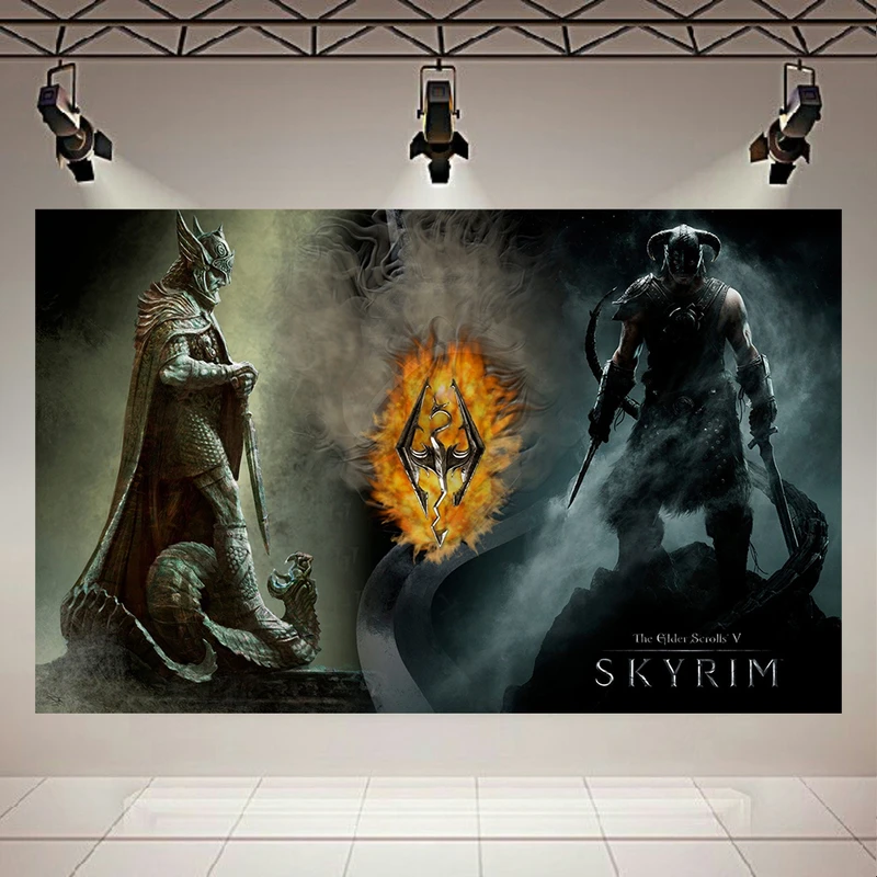 تابلو بوم طرح مخمل طرح گیم مدل The Elder Scrolls V-Skyrim کد PD866