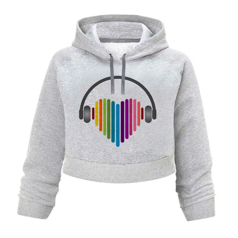 هودی زنانه مدل کراپ کد موسیقی L14 T