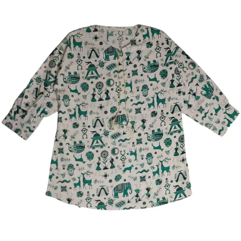 مانتو زنانه مدل لنین طرح فیل رنگ سبز