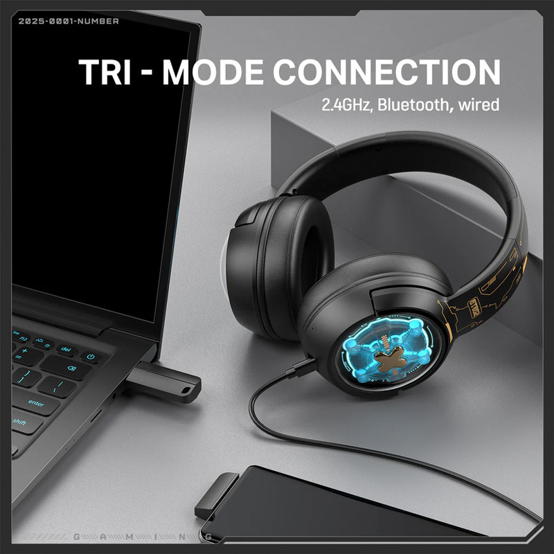 هدست گیمینگ سه‌حالته با نور RGB اونیکوما مدل GT802