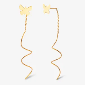 تخفیف گوشواره بخیه‌ای طلا 18 عیار زنانه ناریا مدل S11-3