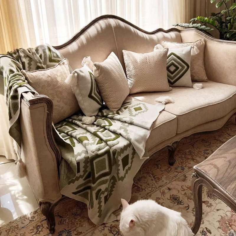 شال مبل و تخت مدل پانچدوزی سایز 142×175 سانتیمتر