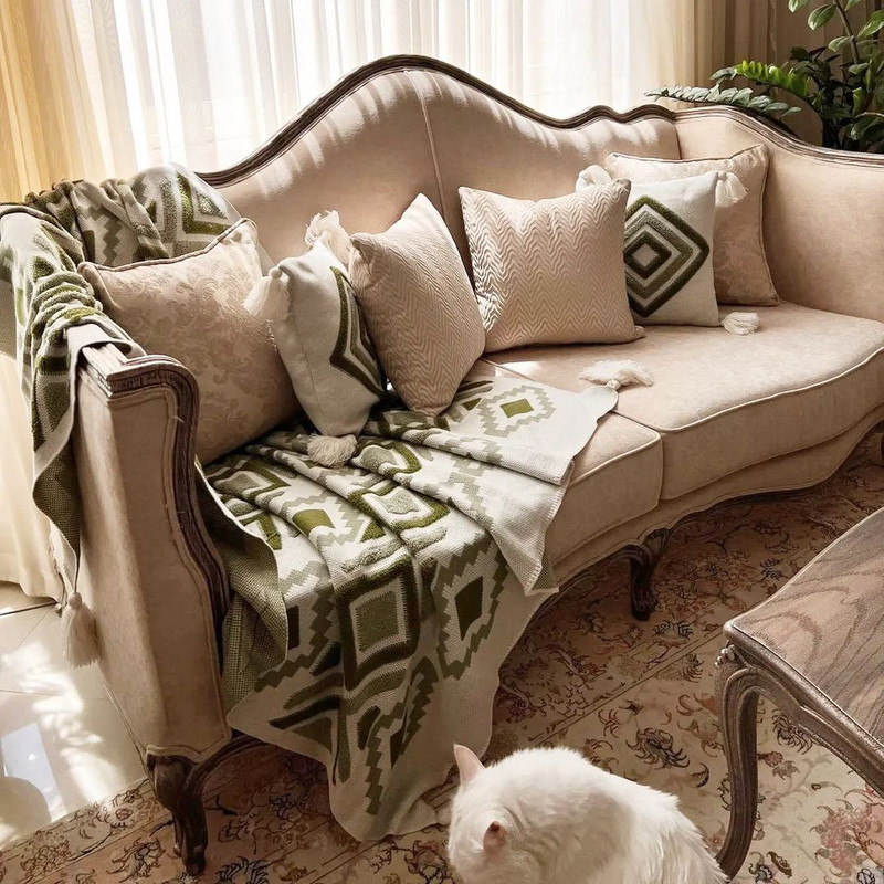 شال مبل و تخت مدل پانچدوزی سایز 142×175 سانتیمتر