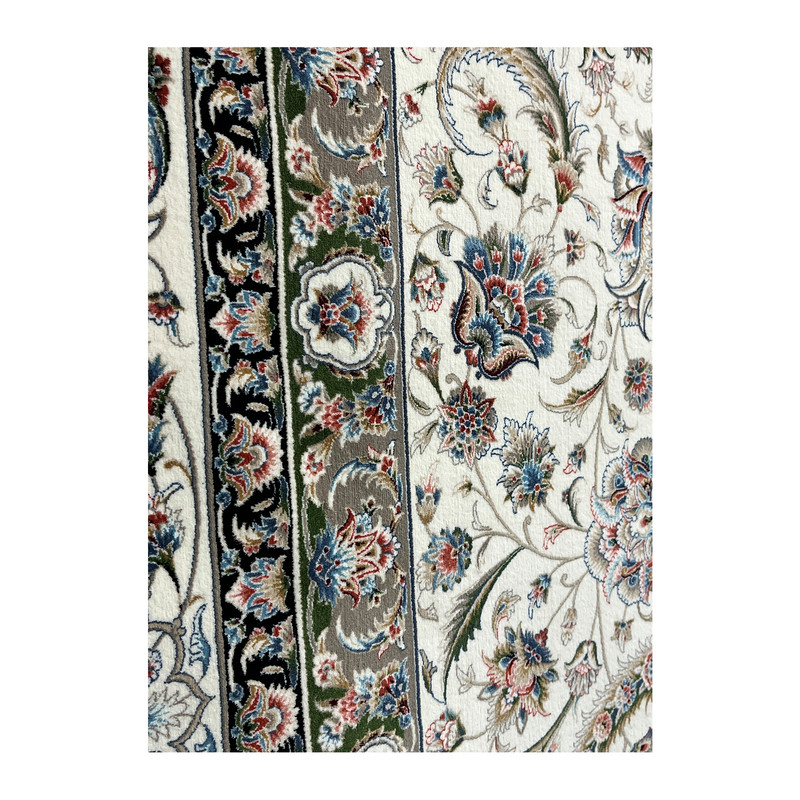 فرش ماشینی 1700 شانه مشهد زمینه کرم حاشیه بژ طرح افشان کد 817503