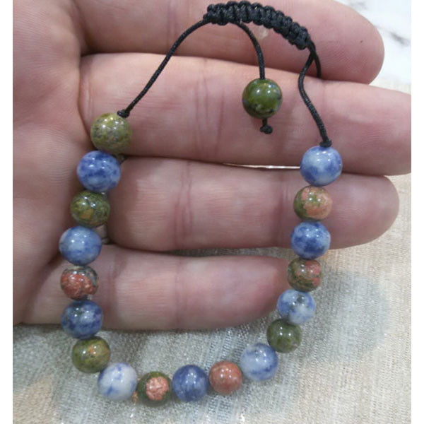 دستبند مدل سنگ طبیعی سودالیت و اوناکیت دستبند مدل سنگ طبیعی سودالیت و اوناکیت