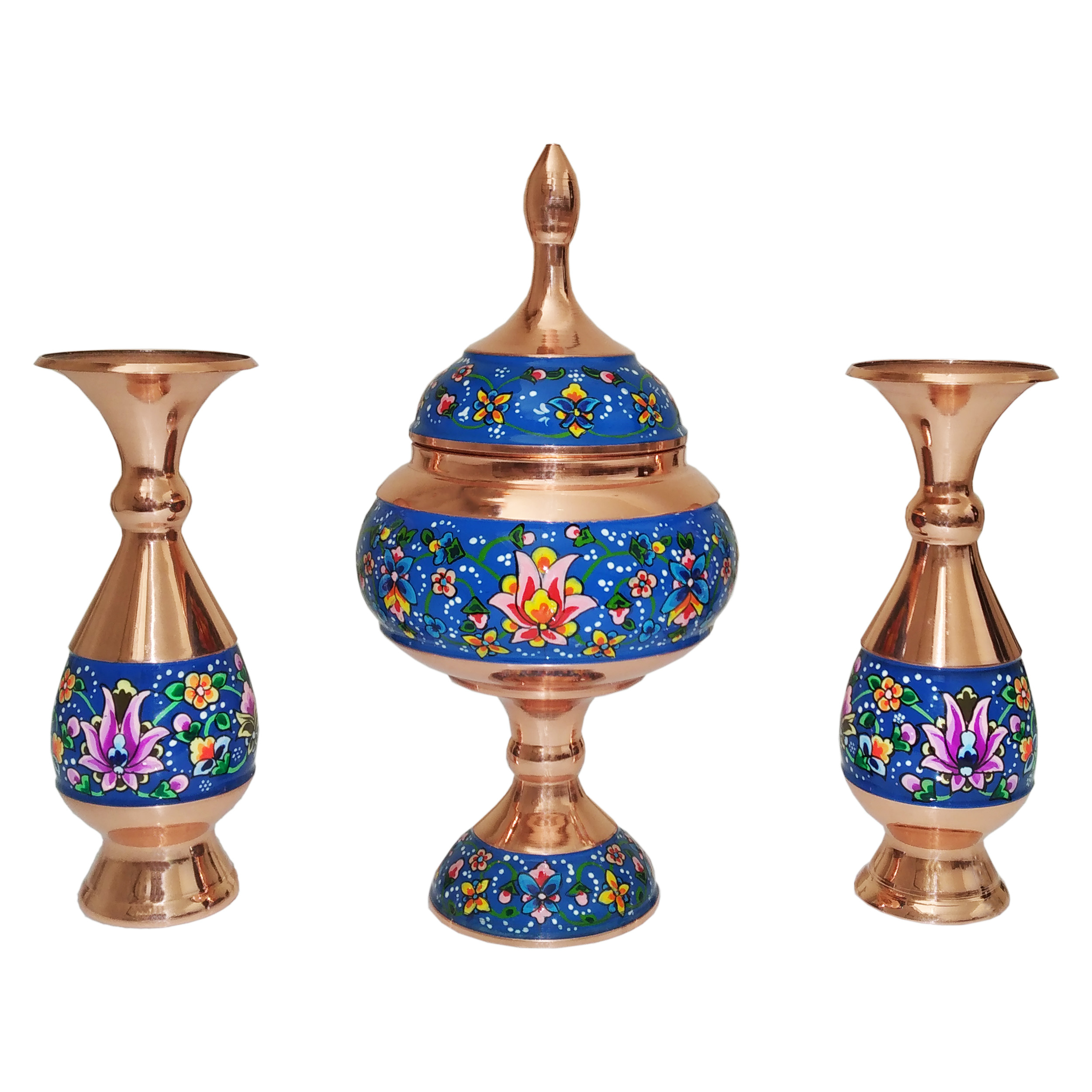 ست 3 تکه شکلات خوری و گلدان مسی کد CHPS1616