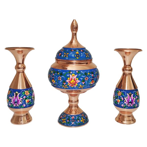 ست 3 تکه شکلات خوری و گلدان مسی کد CHPS1616 ست 3 تکه شکلات خوری و گلدان مسی کد CHPS1616