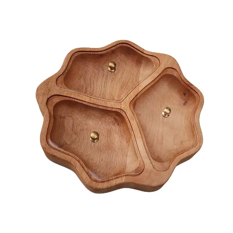 ظرف پذیرایی چوبی گردوچ مدل شبدر کد LT -  5505