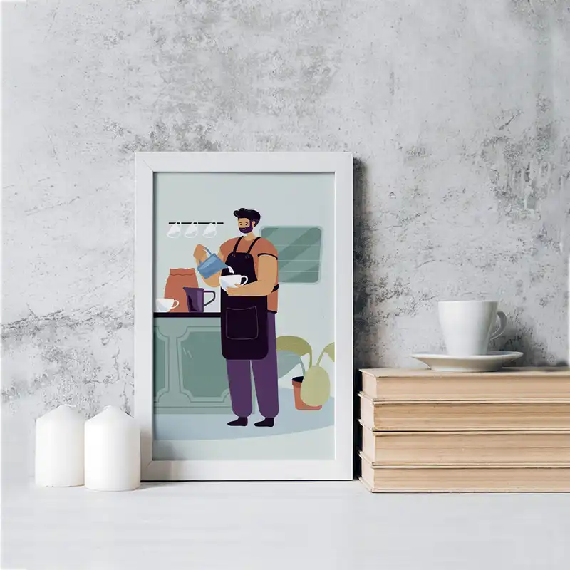 تابلو خندالو مدل باریستا کافه چی کد 28132