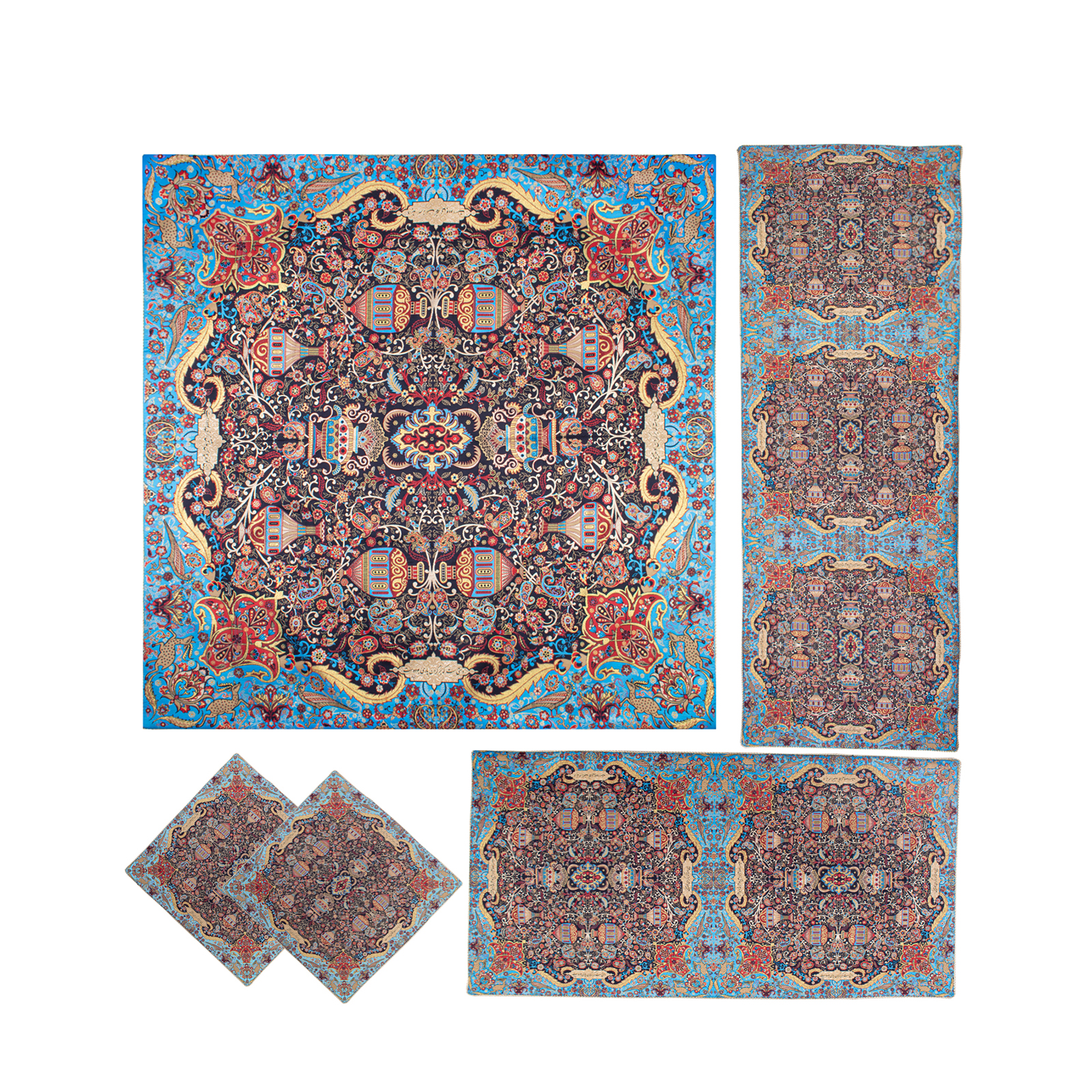 ست 5 تکه رومیزی ترمه ابریشم مدل رویا کد RY-1007