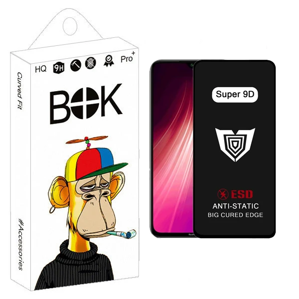 محافظ صفحه نمایش بوک مدل Super 9D مناسب برای گوشی موبایل شیائومی Redmi Note 8