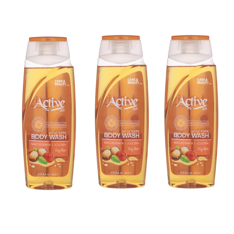 شامپو بدن اکتیو مدل ماکادمیا جوجوبا حجم 400 میلی لیتر مجموعه 3 عددی