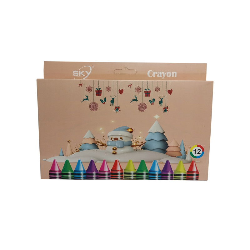 مداد شمعی 12 رنگ اسکای مدل آدم برفی