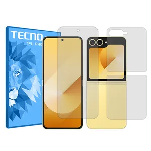 Tecno HyGEL model transparent screen protector suitable for Samsung Galaxy Z Flip6 mobile phone along with phone back protector