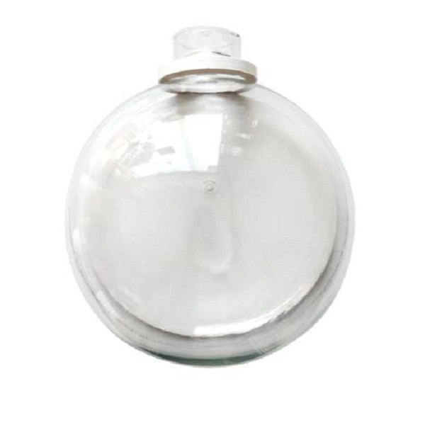 تنگ دیواری گلدان دکوری شیشه‌ای نیم‌دایره قطر 22 سانتی‌متر با گیره پلاستیکی، نصب آسان و قابلیت نگهداری گل رونده و ماهی